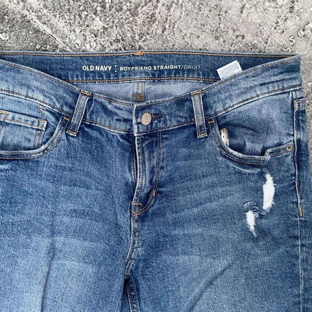 Old Navy Women Jeans Ripped Boyfriend Straight Denim Cotton Jean Size 6 Reg - Picture 3 of 9